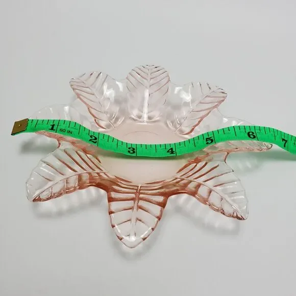 Vintage Light Pink Snowflake Glass Hobnail Bon Bon Candy Trinket Dish 7 Inches - Picture 7 of 8